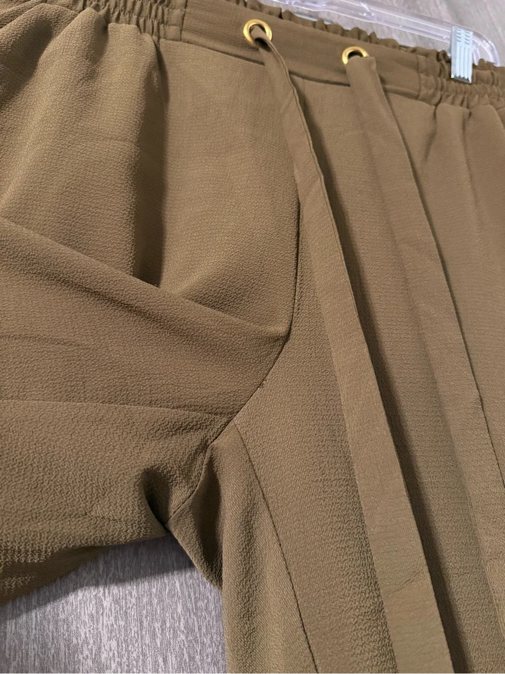 Michael Kors Olive Green Wide-Leg Drawstring Pants